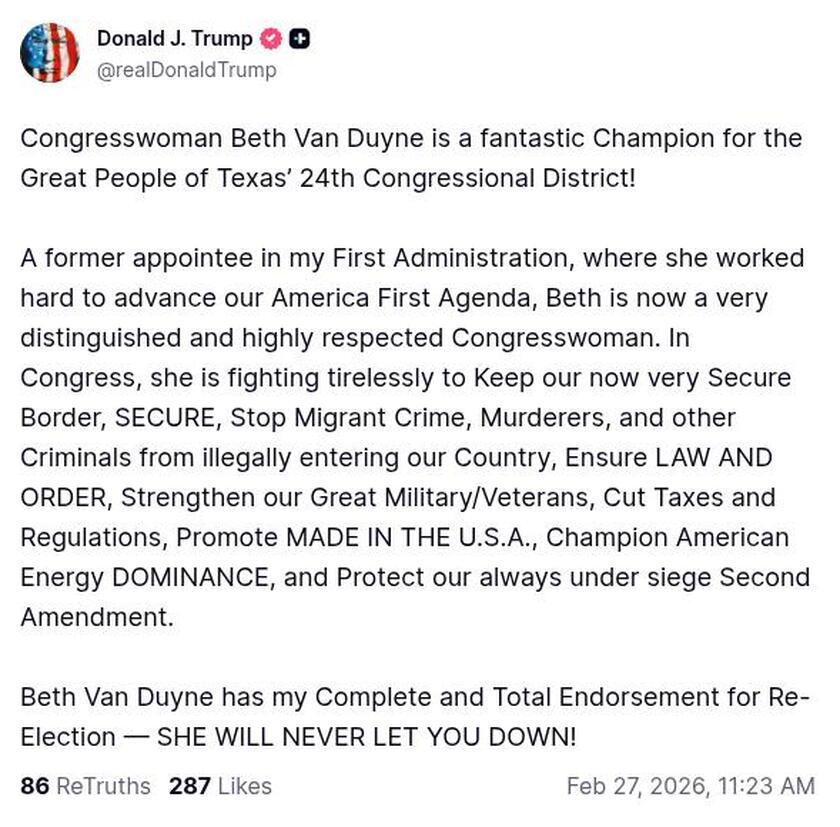 Post image from Donald Trump