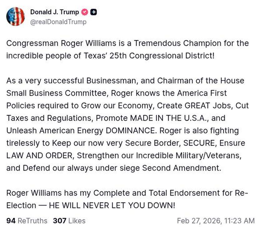 Post image from Donald Trump