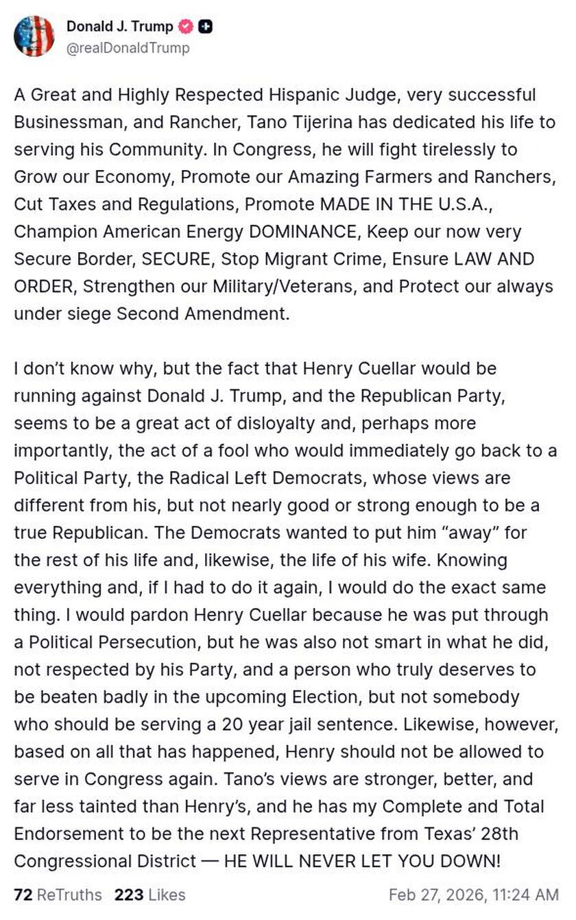 Post image from Donald Trump