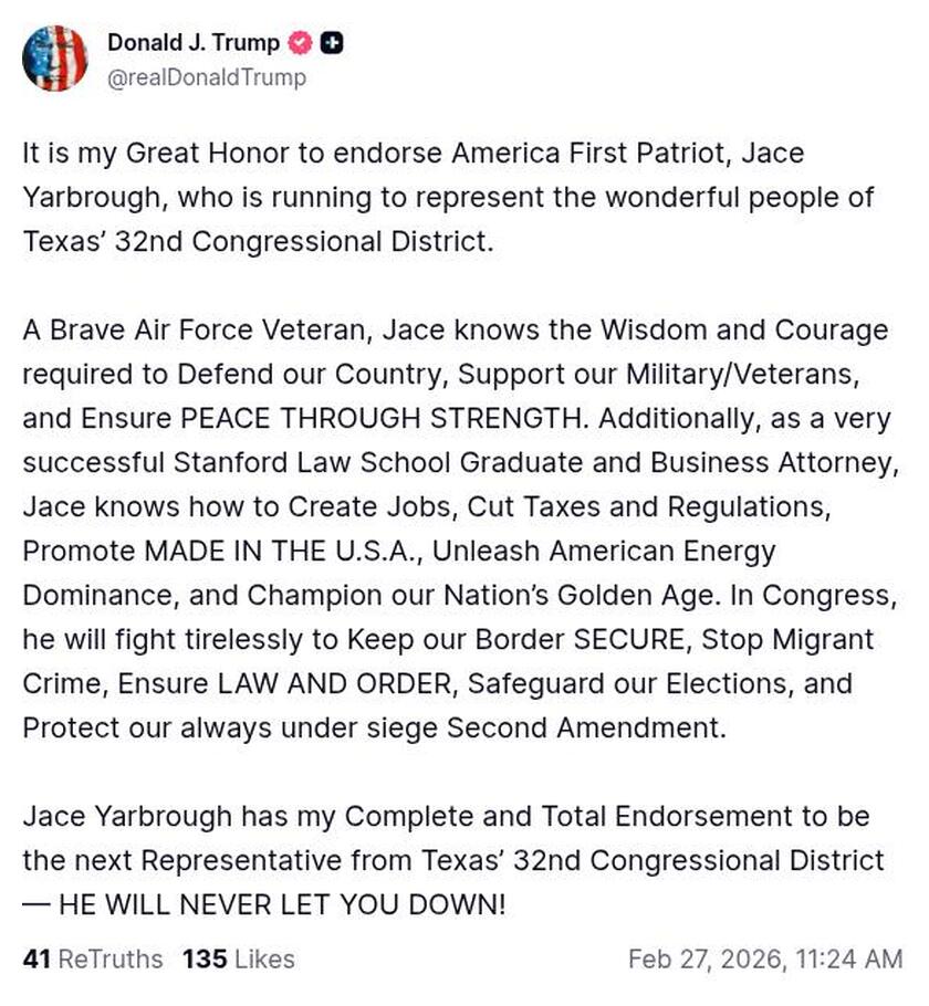 Post image from Donald Trump