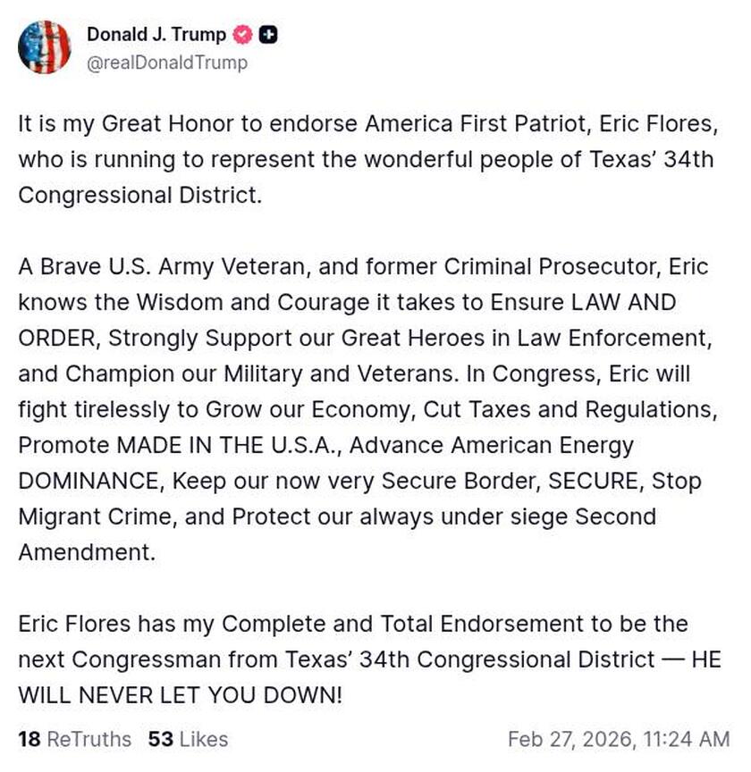 Post image from Donald Trump