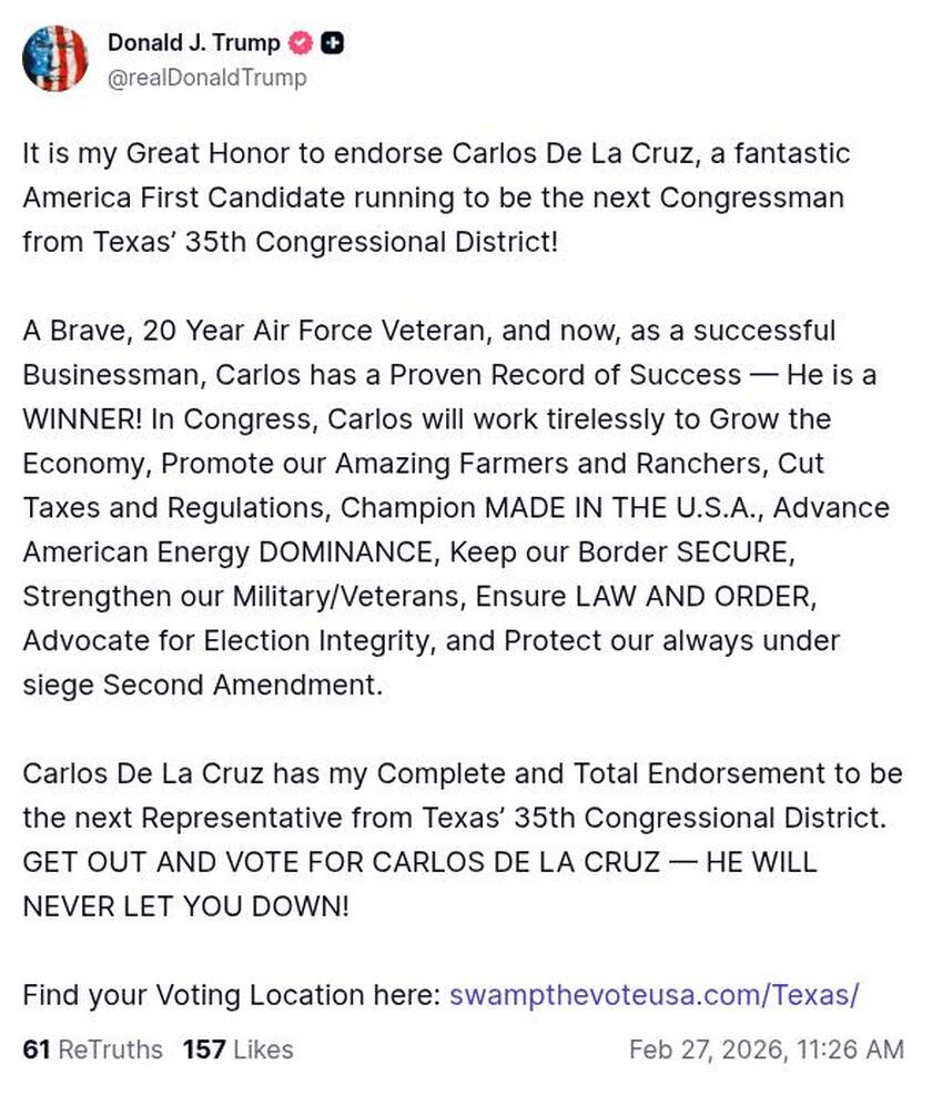 Post image from Donald Trump