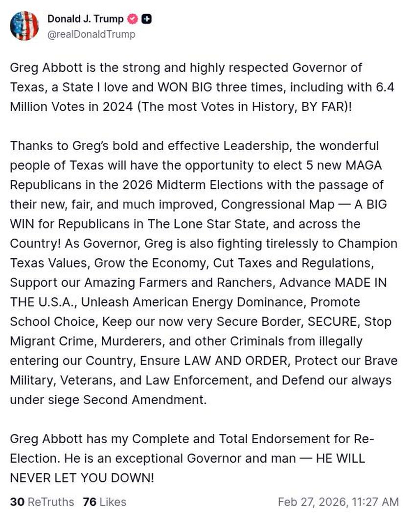 Post image from Donald Trump