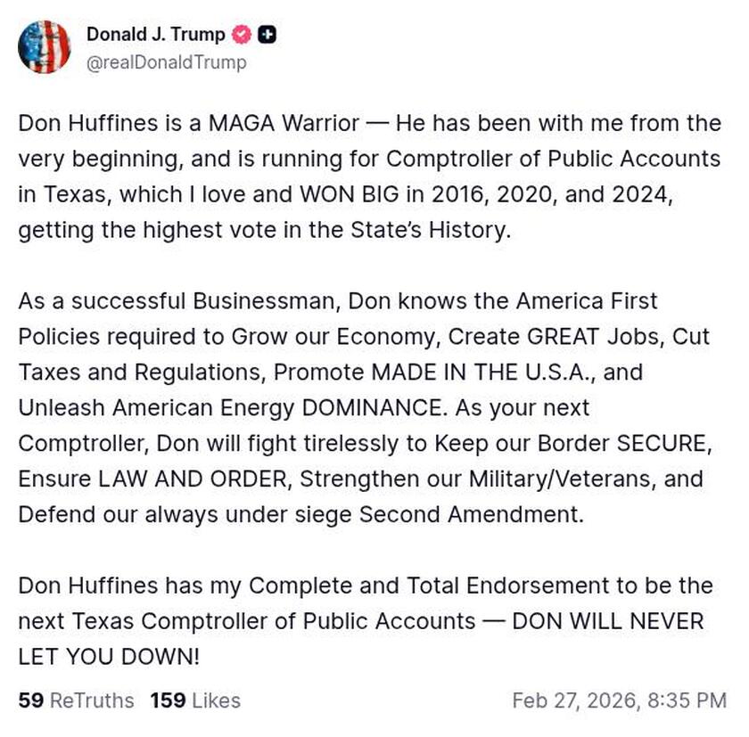 Post image from Donald Trump