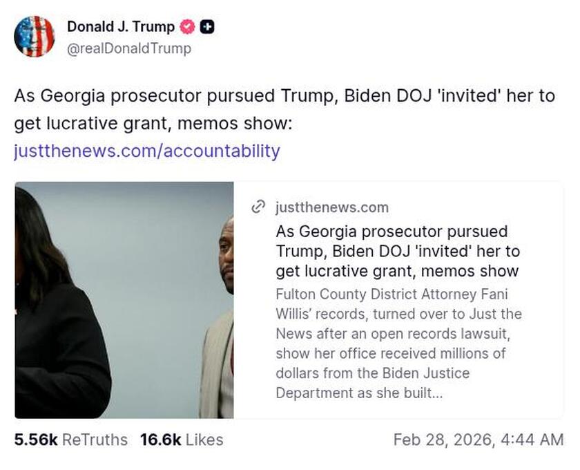 Post preview from Donald Trump