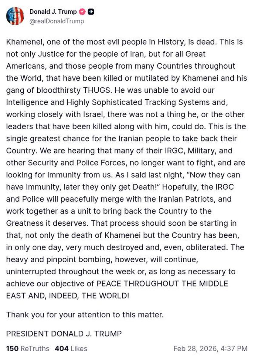 Post preview from Donald Trump