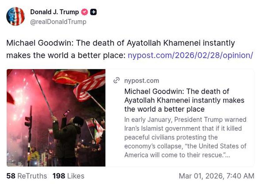 Post preview from Donald Trump