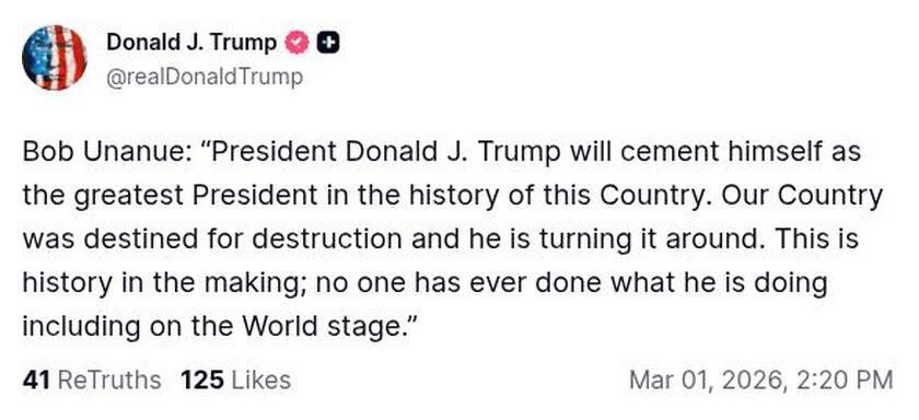 Post image from Donald Trump