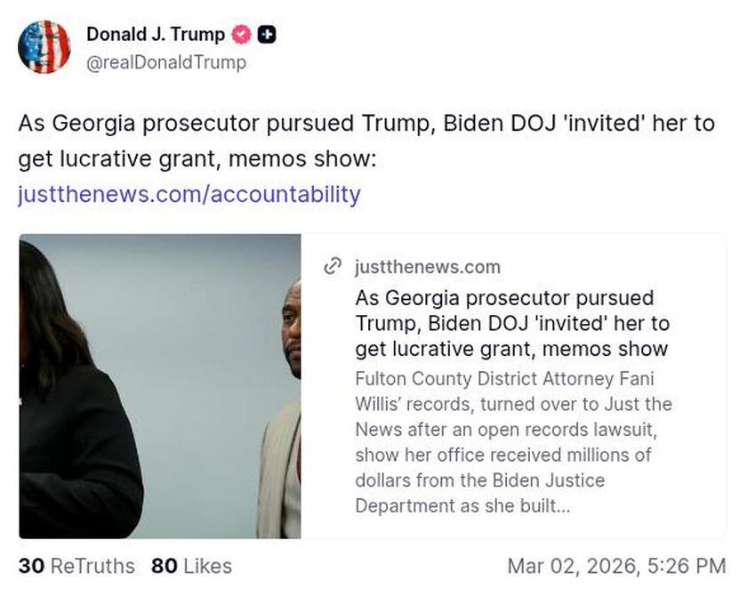 Post preview from Donald Trump