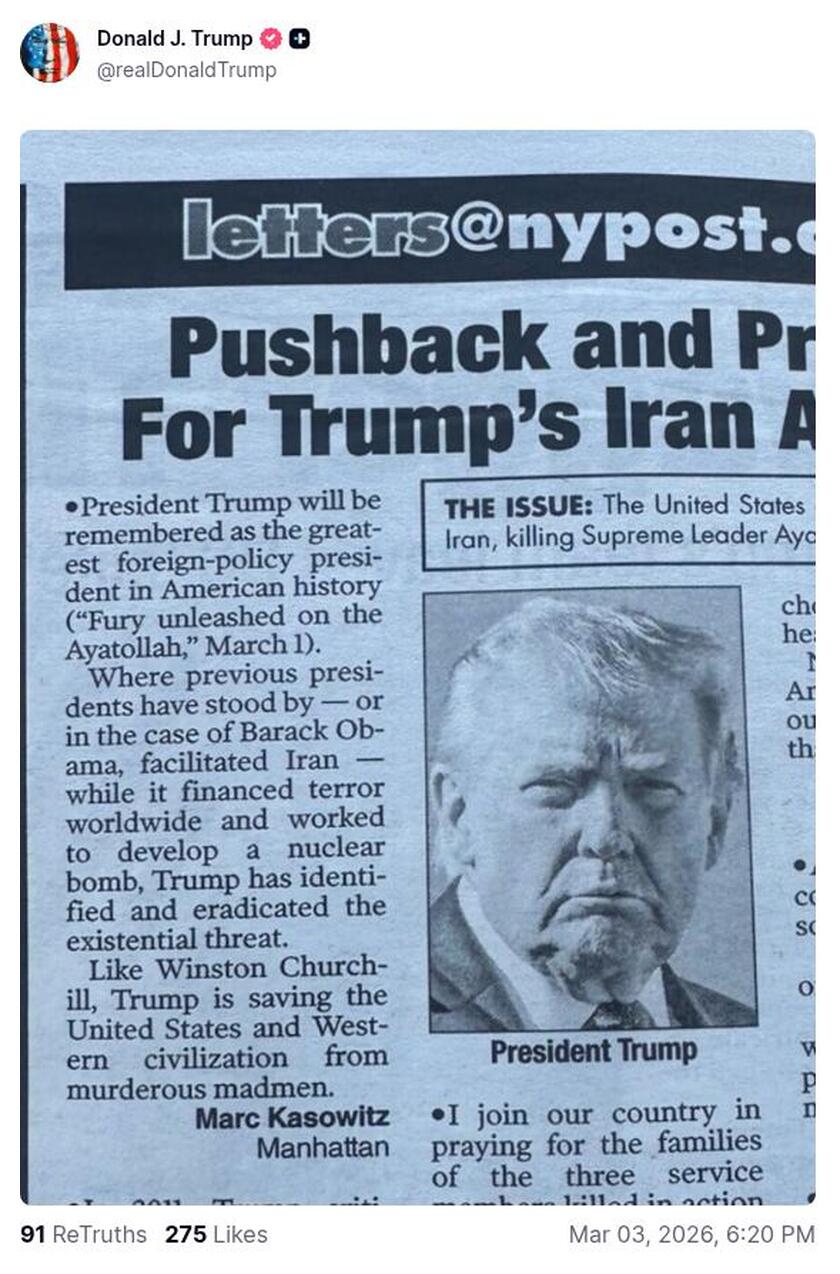 Post image from Donald Trump