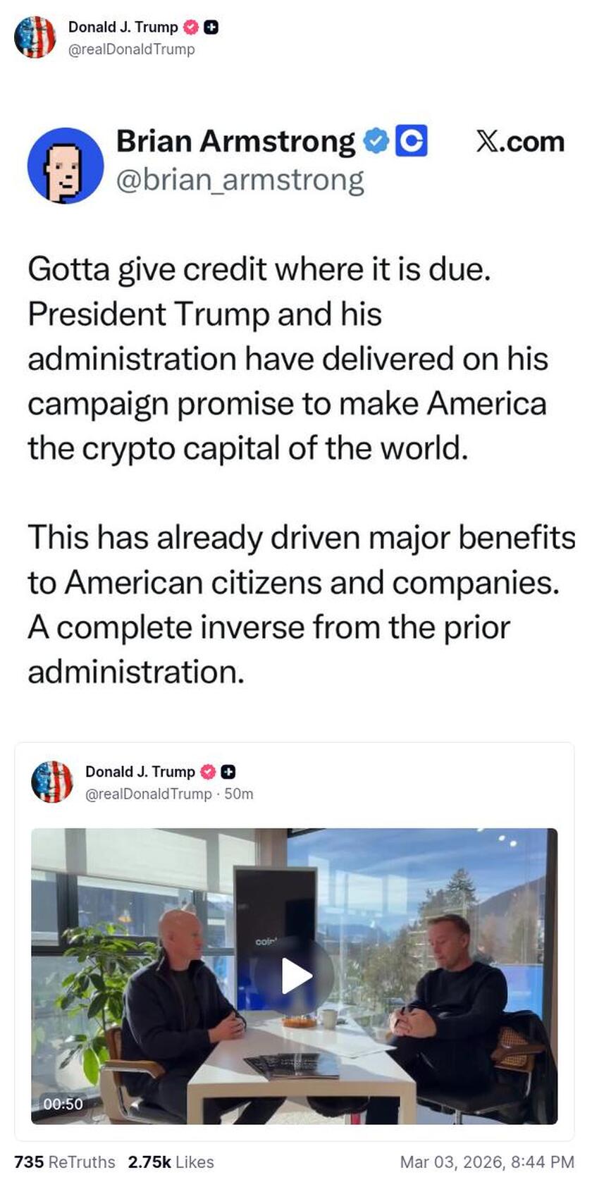 Post image from Donald Trump