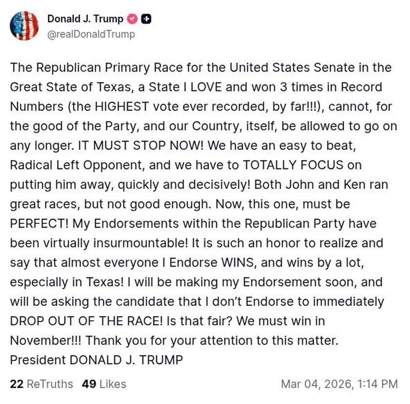 Post image from Donald Trump