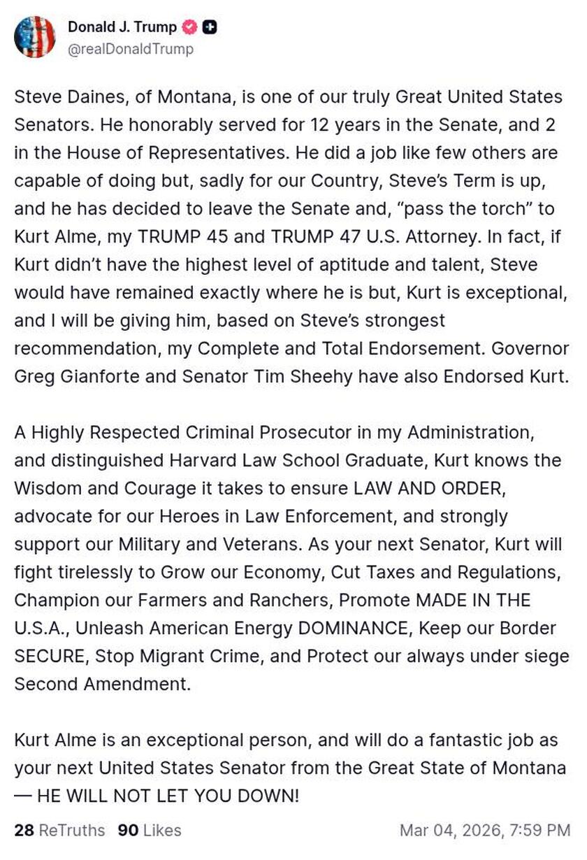 Post image from Donald Trump