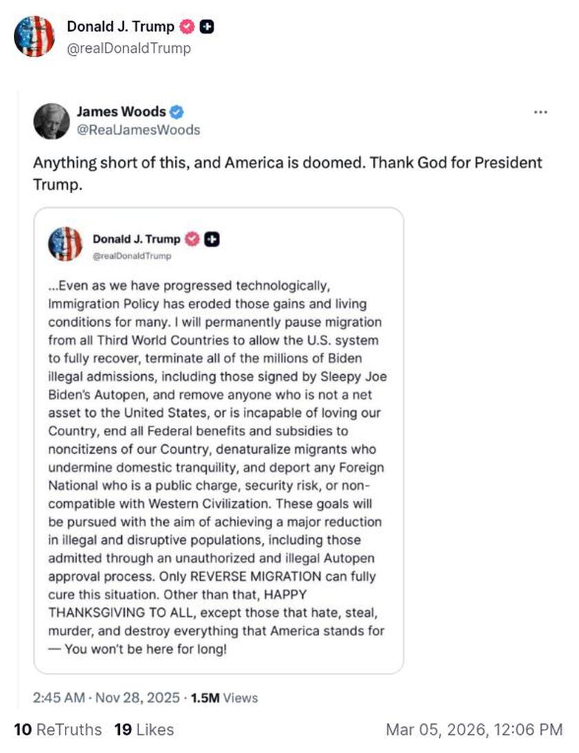 Post image from Donald Trump