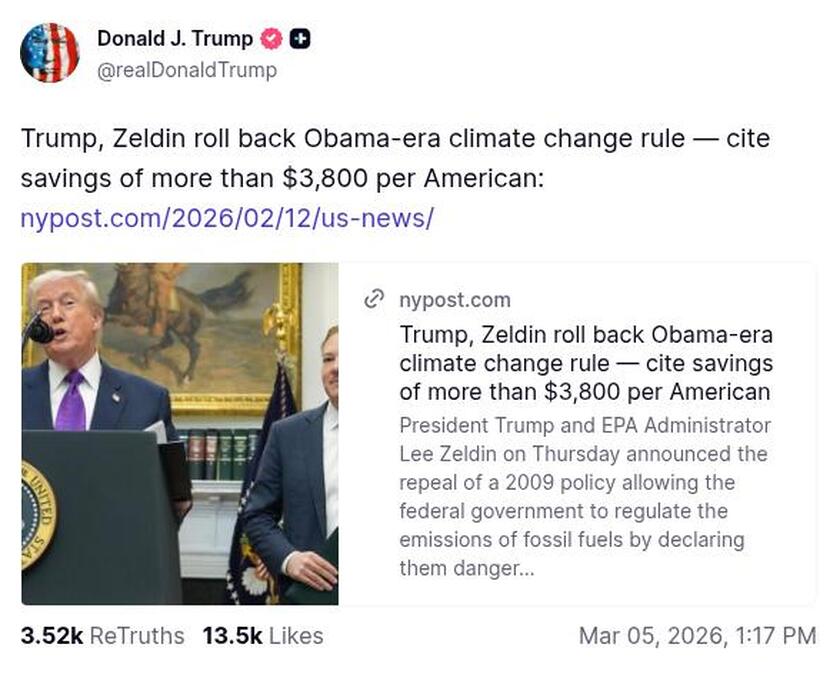 Post image from Donald Trump