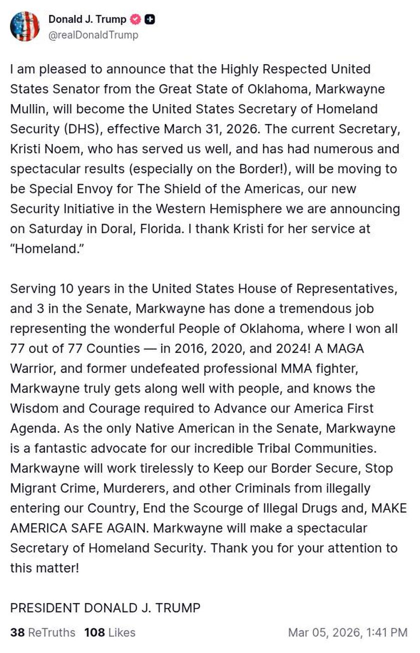 Post image from Donald Trump