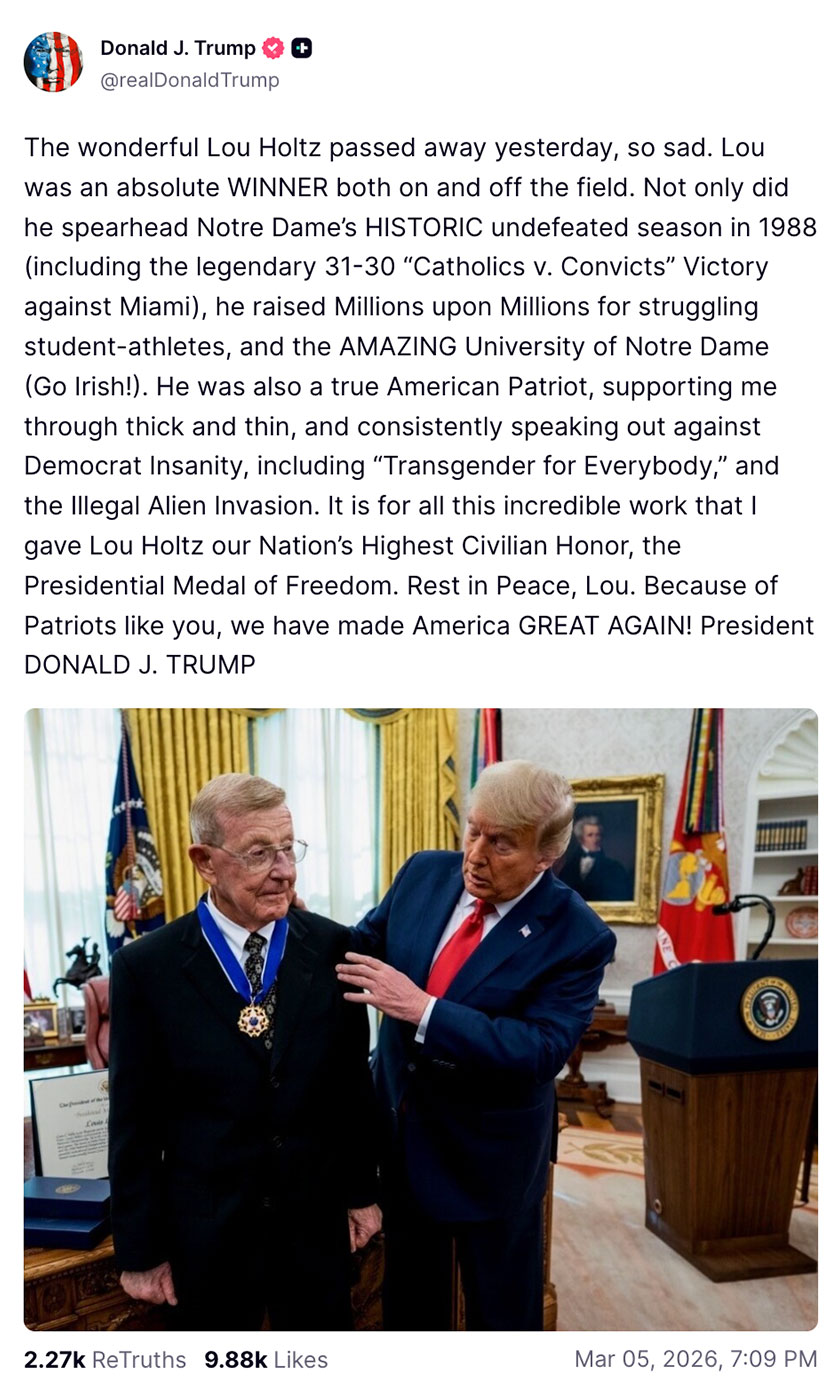 Post image from Donald Trump