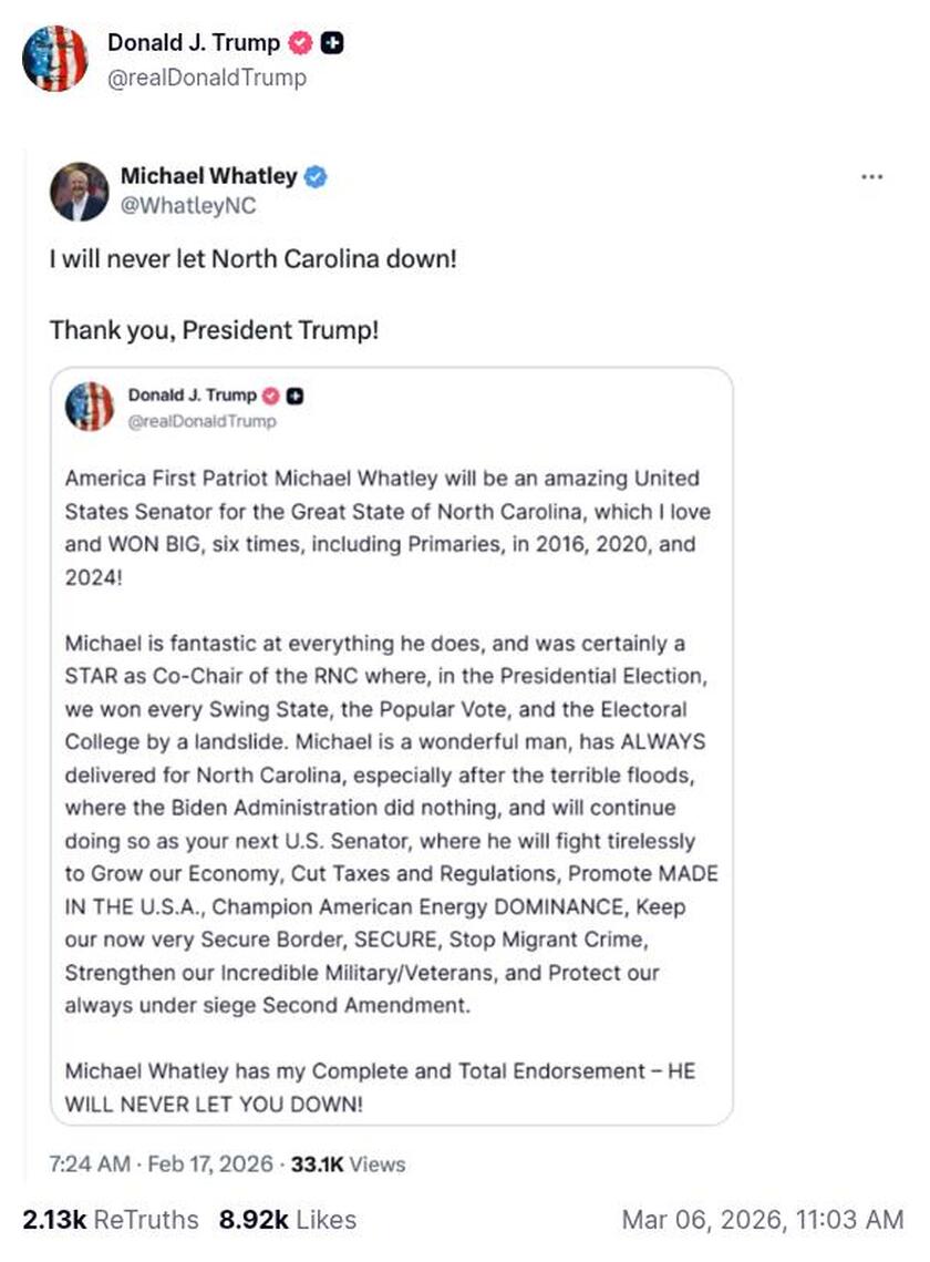 Post image from Donald Trump