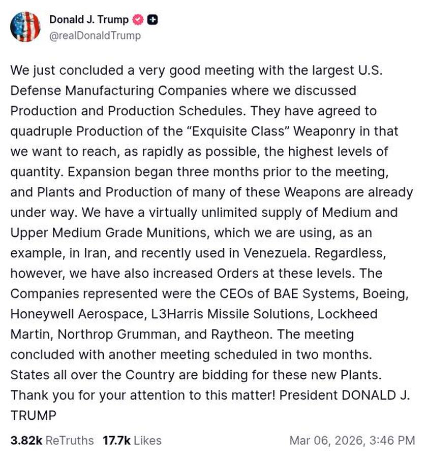 Post preview from Donald Trump