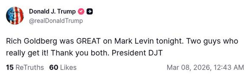 Post image from Donald Trump