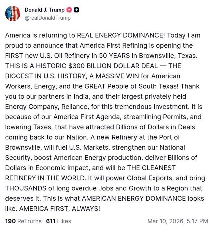 Post image from Donald Trump