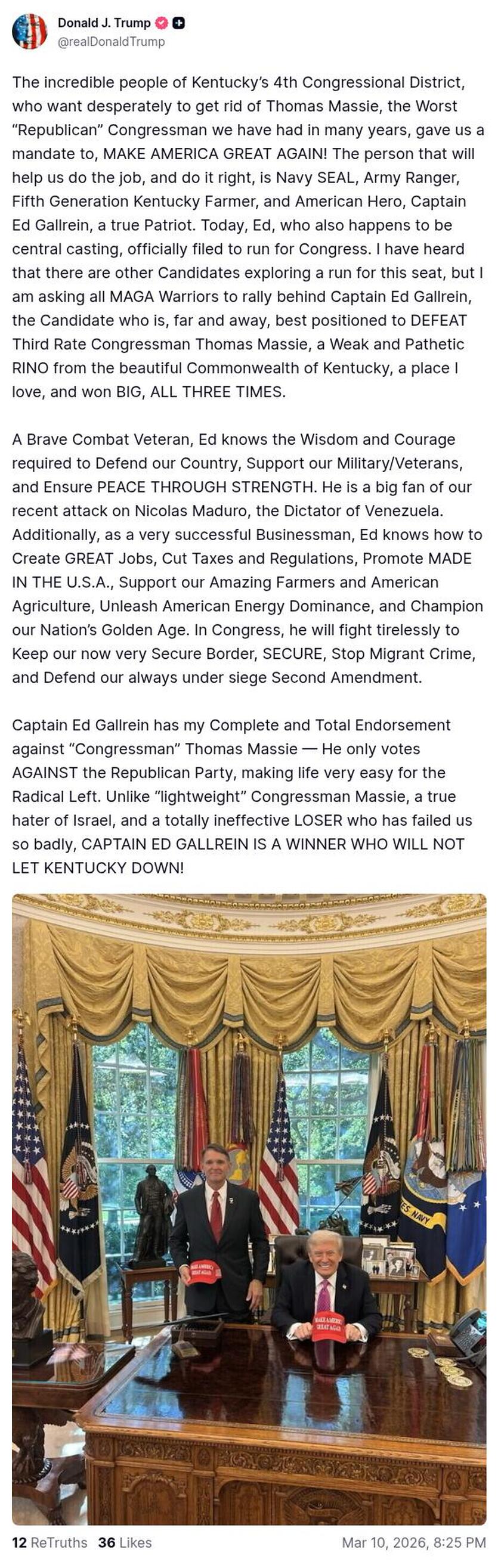 Post preview from Donald Trump