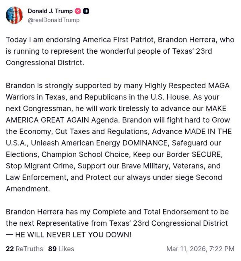 Post image from Donald Trump