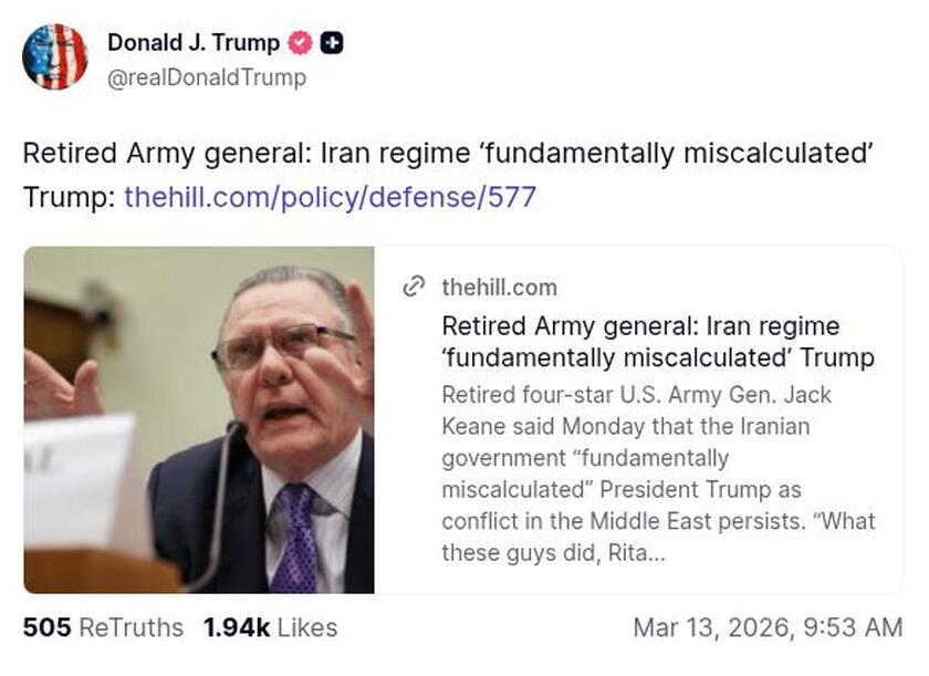 Post preview from Donald Trump