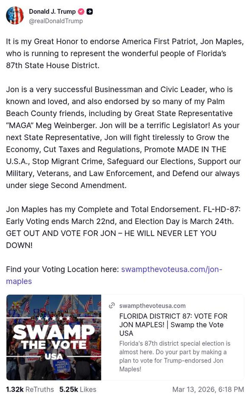 Post image from Donald Trump