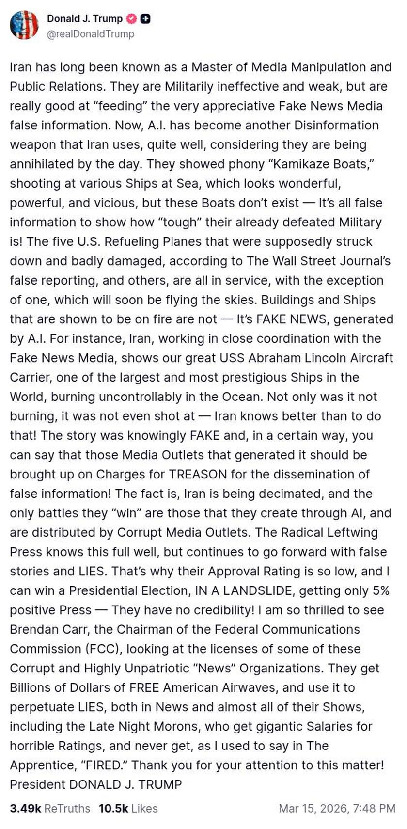 Post preview from Donald Trump