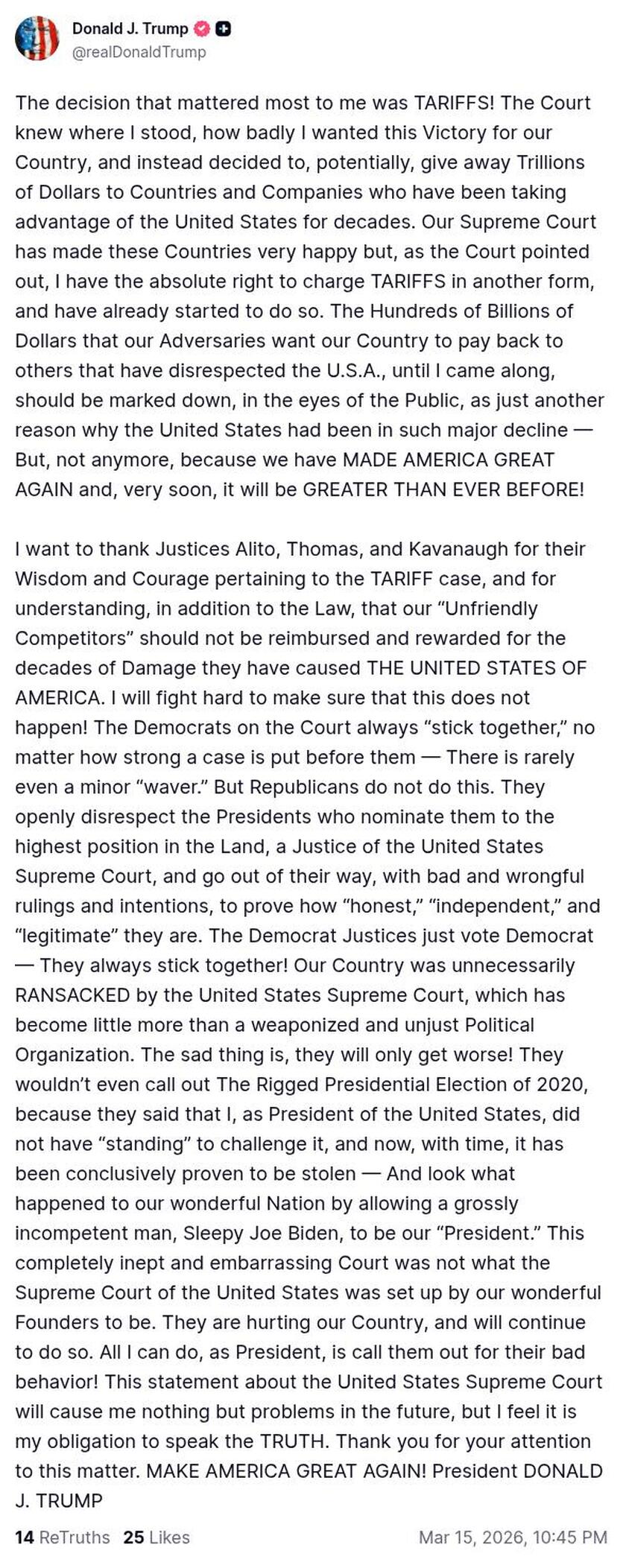 Post preview from Donald Trump