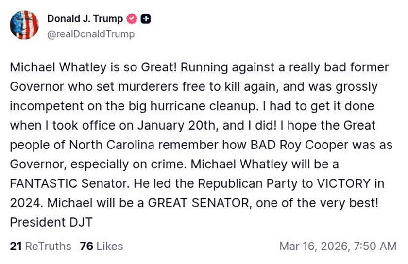 Post image from Donald Trump