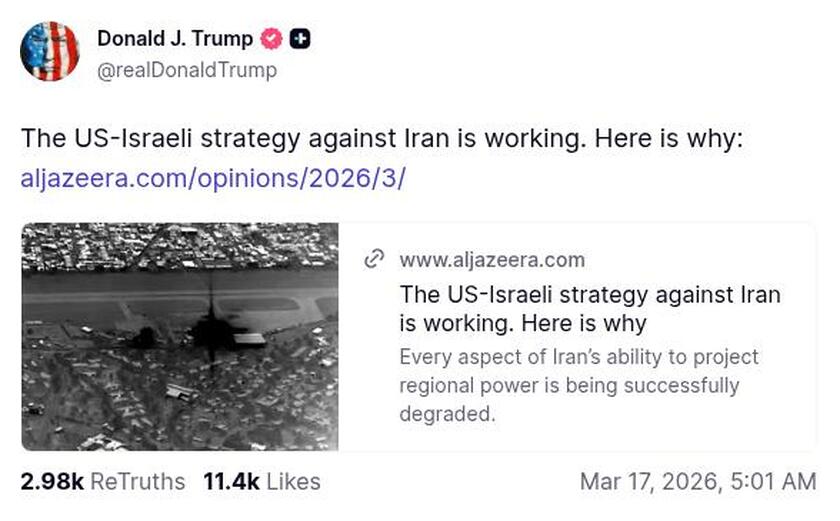 Post preview from Donald Trump