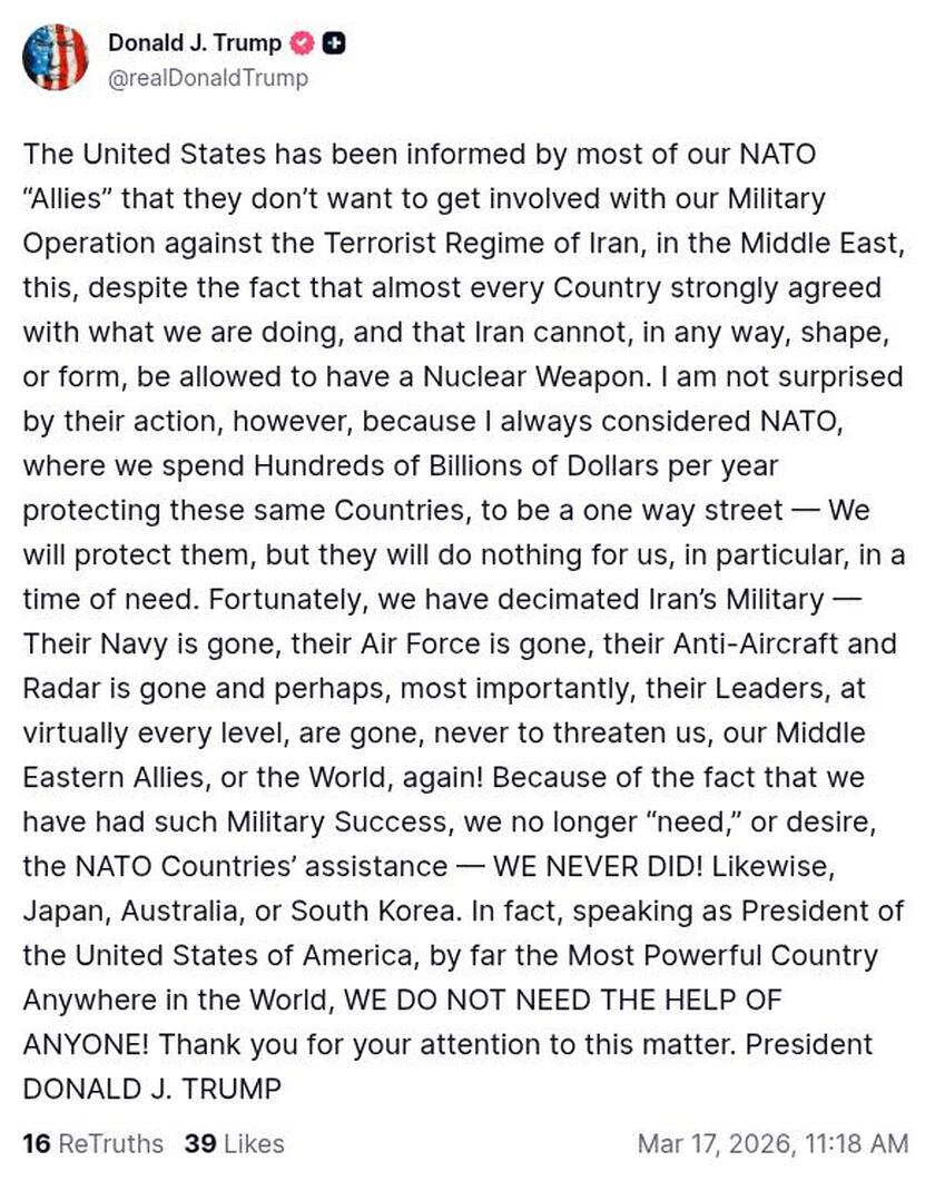 Post preview from Donald Trump