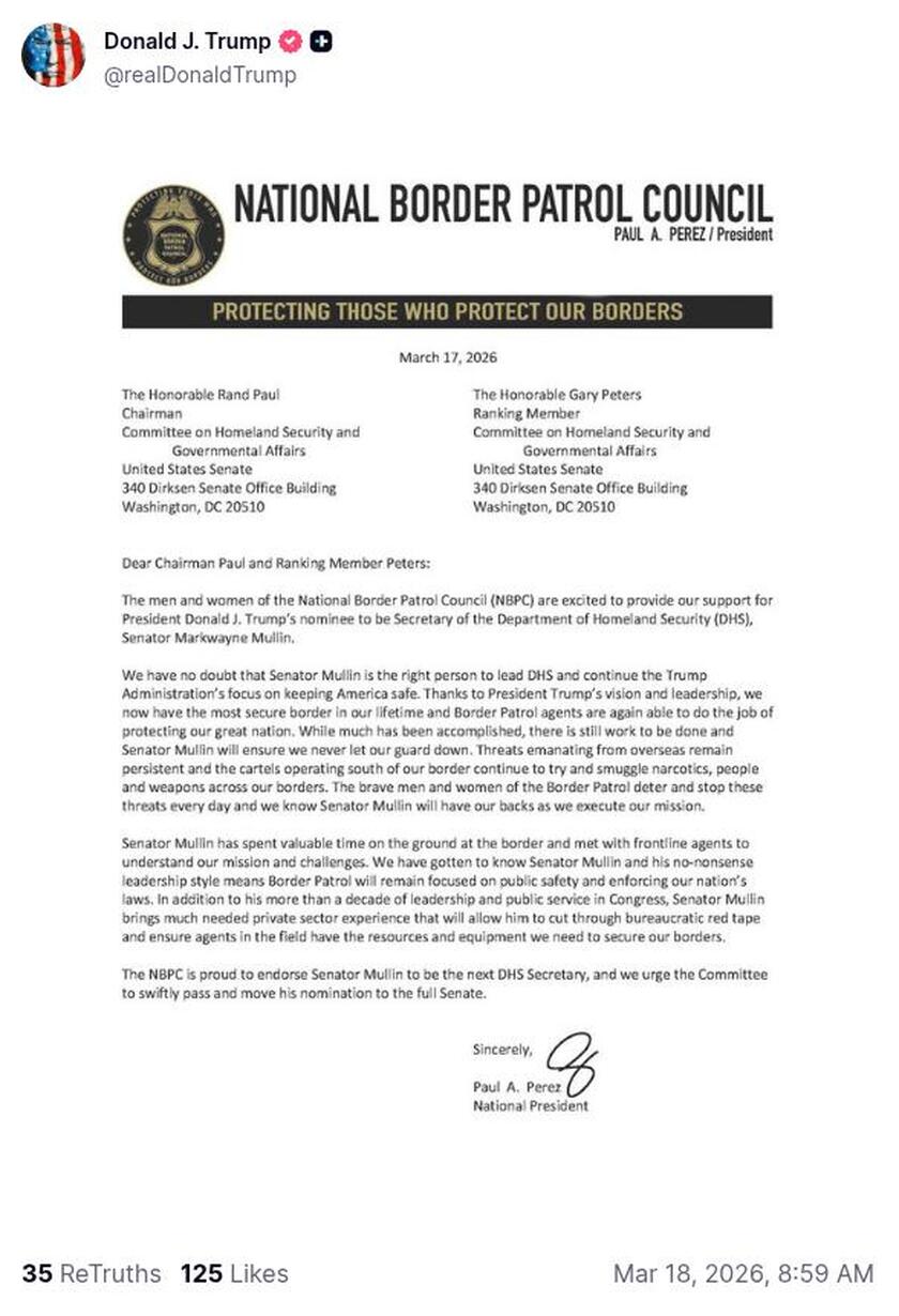 Post image from Donald Trump