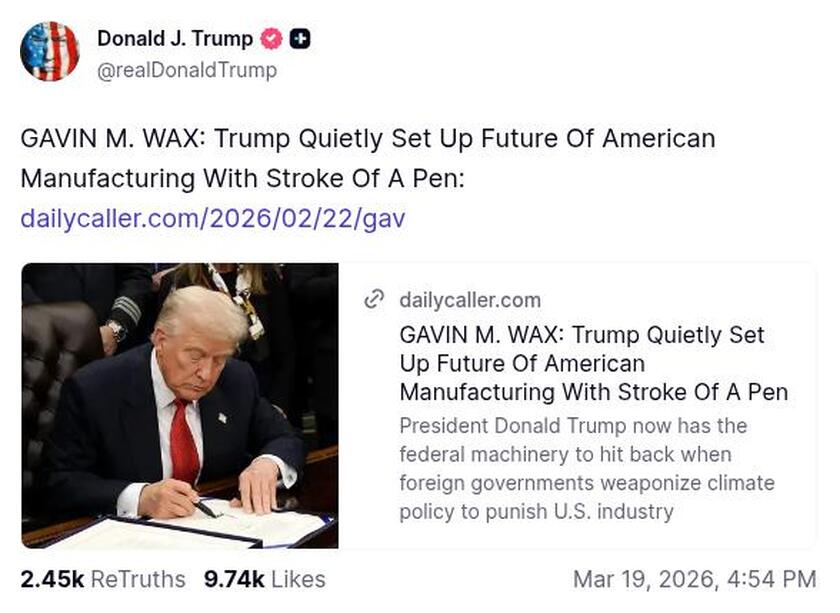 Post image from Donald Trump