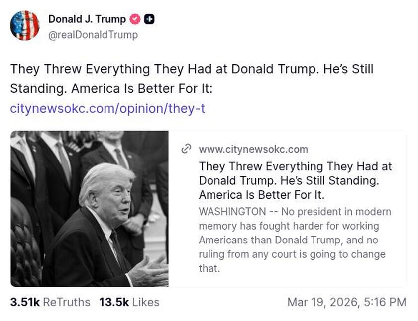 Post image from Donald Trump