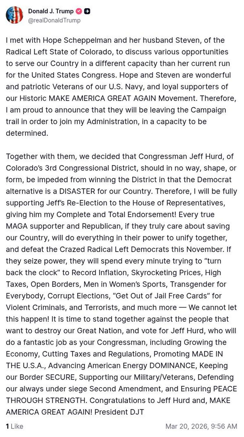 Post preview from Donald Trump