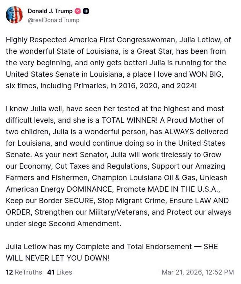 Post image from Donald Trump