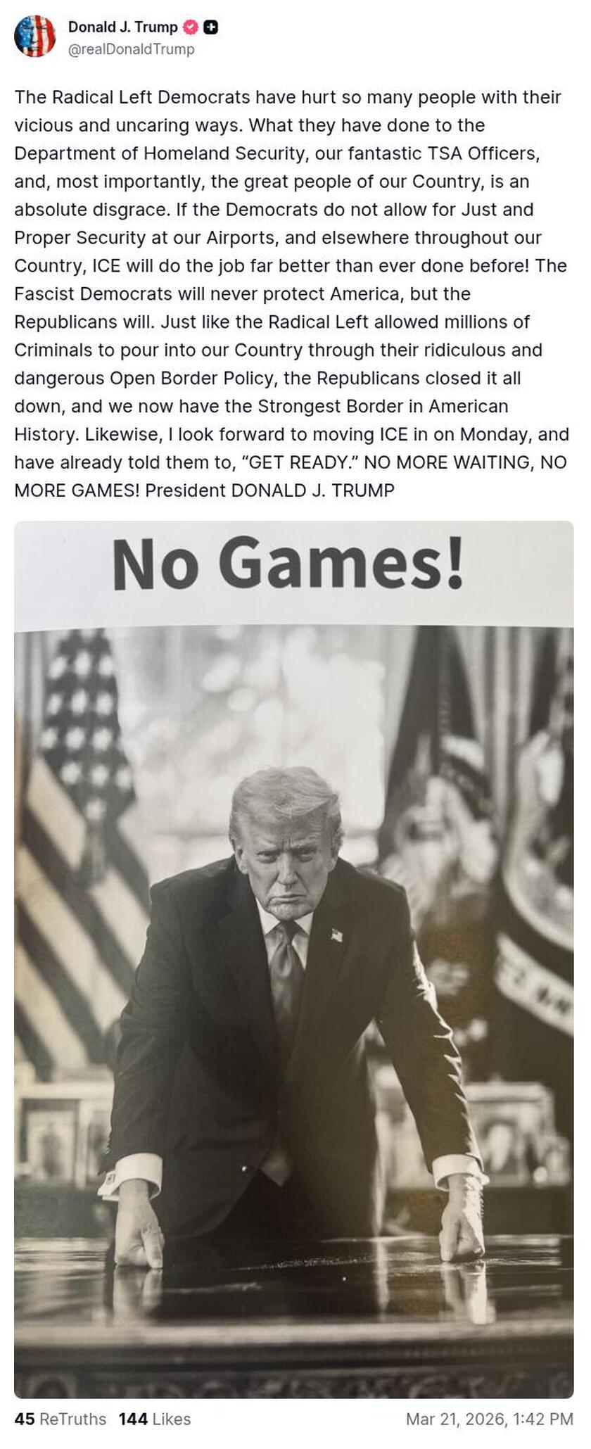 Post image from Donald Trump