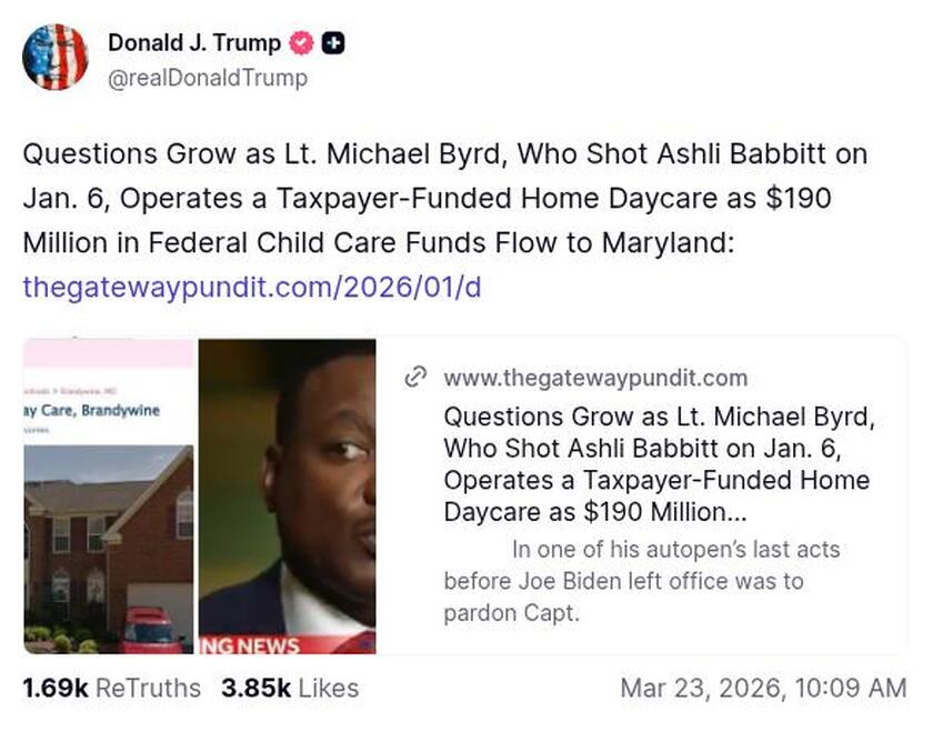 Post image from Donald Trump