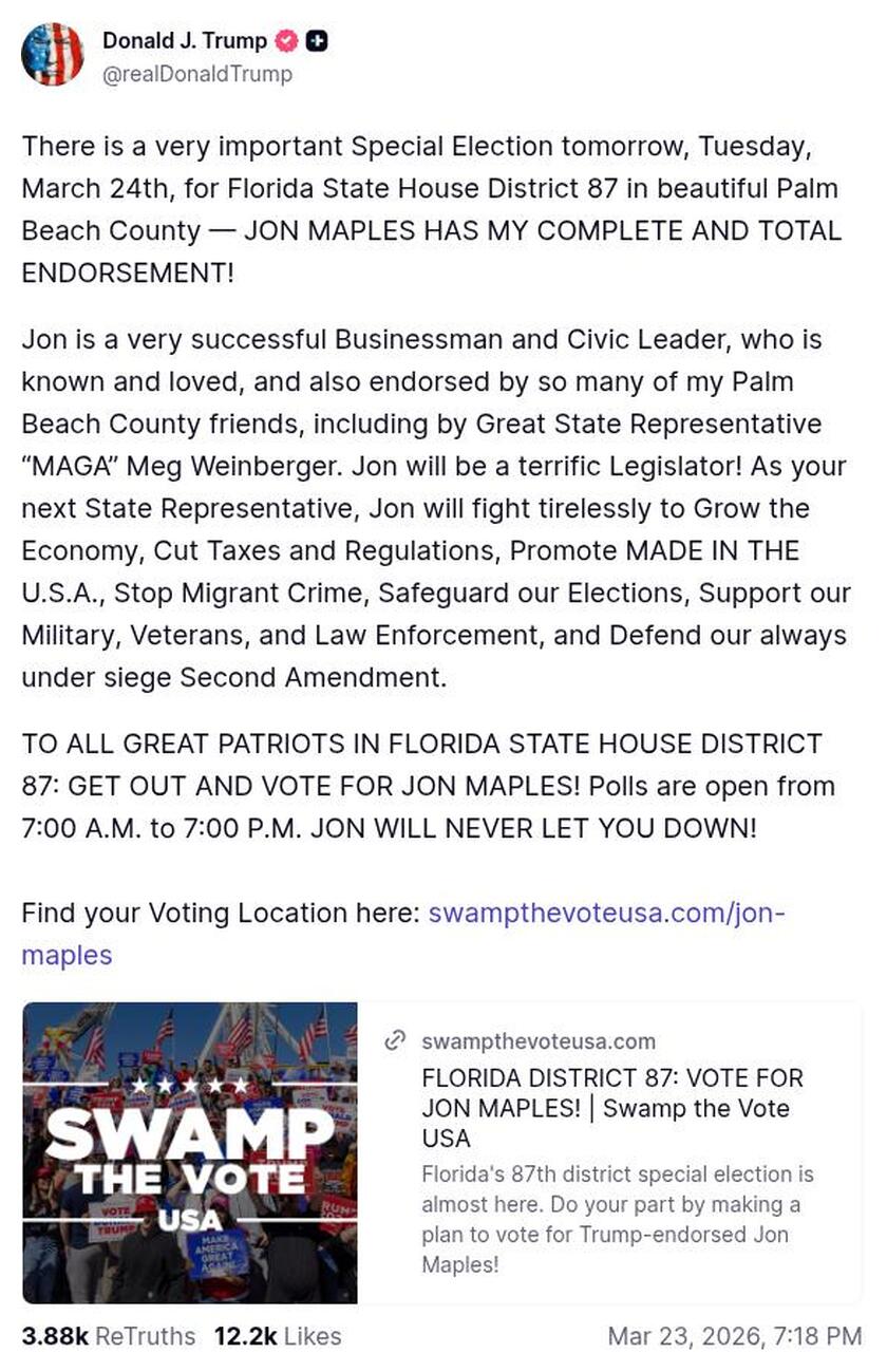 Post image from Donald Trump