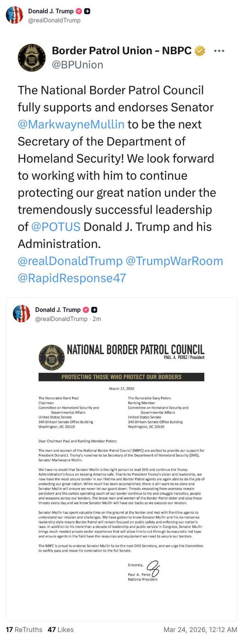 Post image from Donald Trump