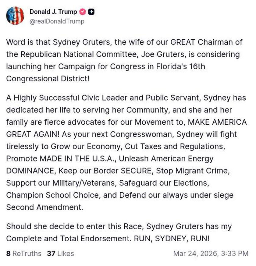 Post image from Donald Trump