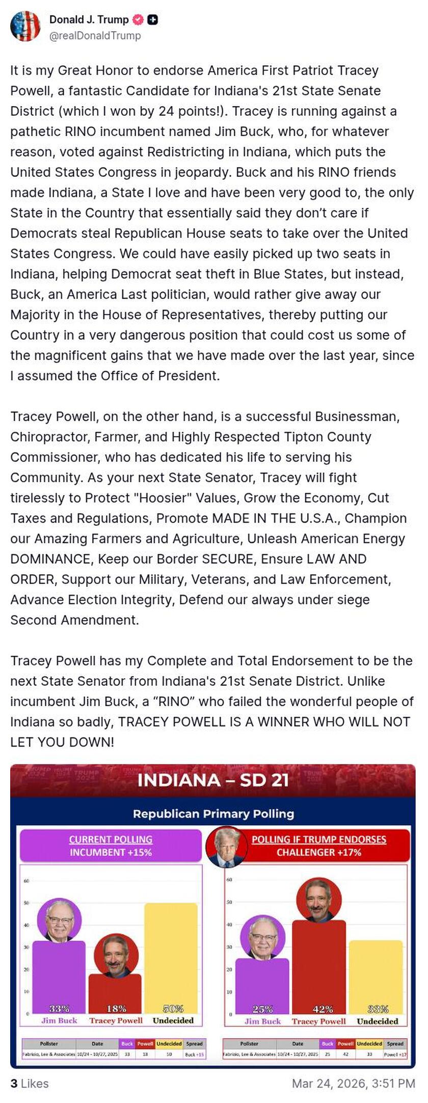 Post image from Donald Trump