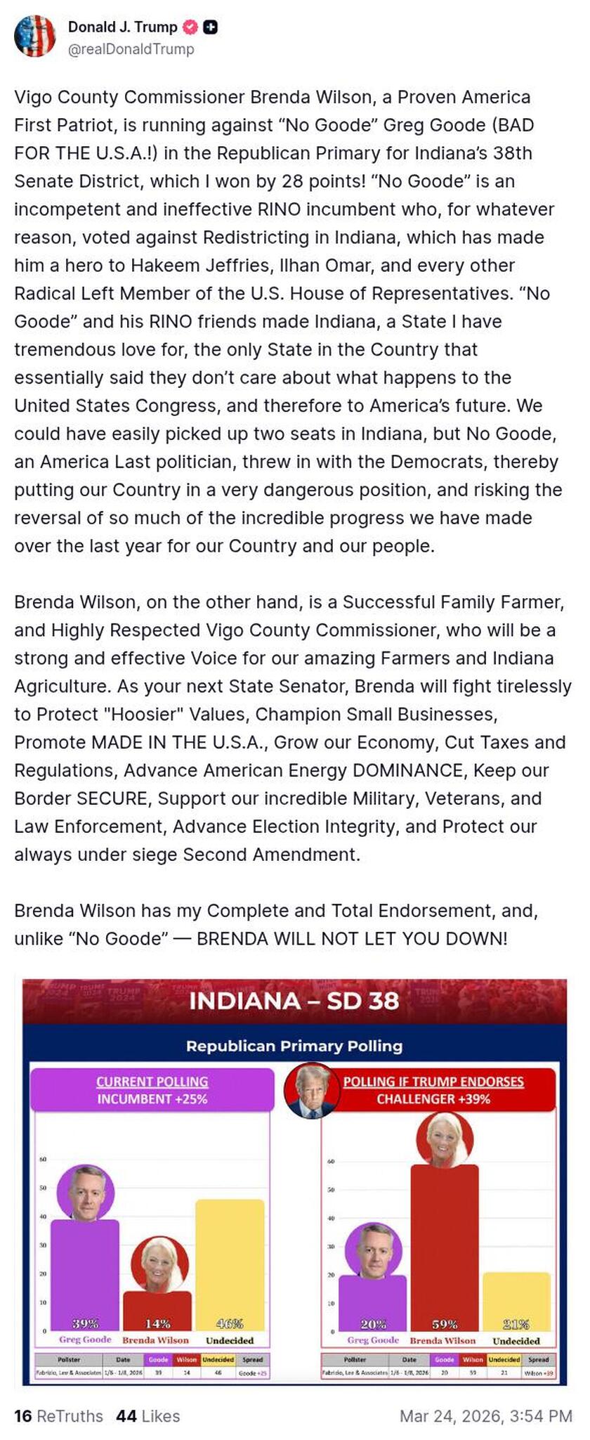 Post image from Donald Trump