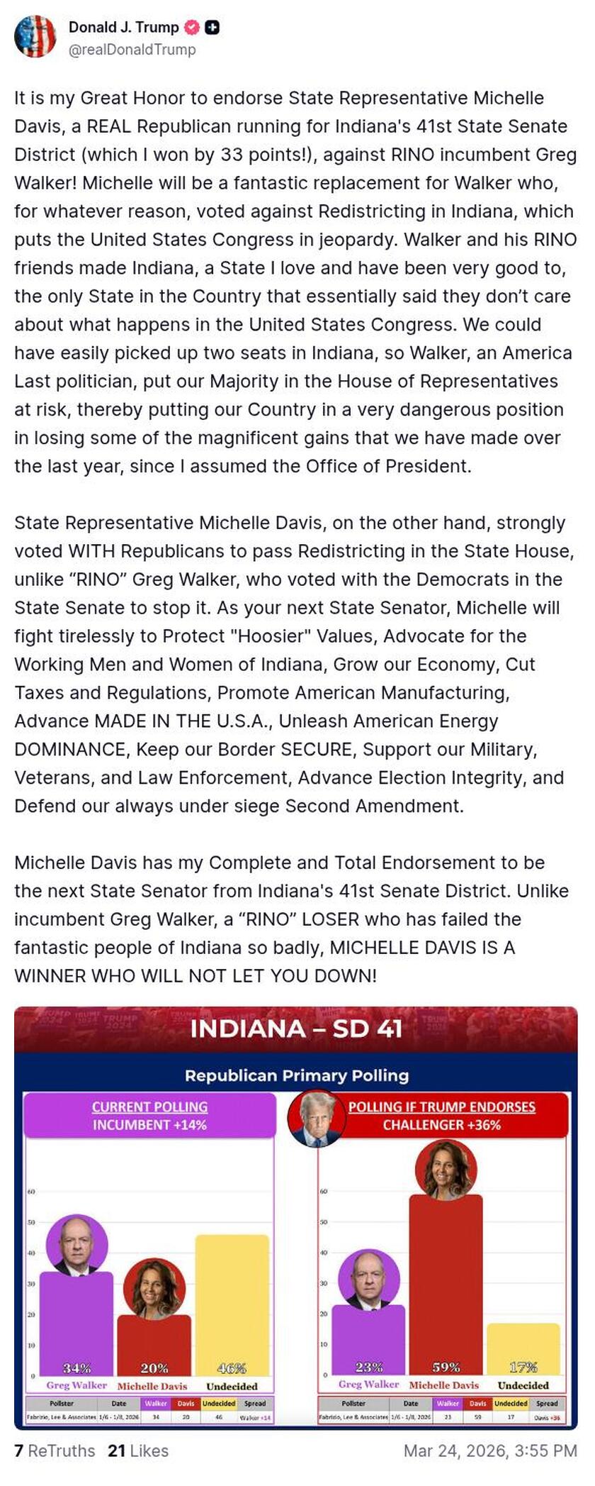 Post image from Donald Trump