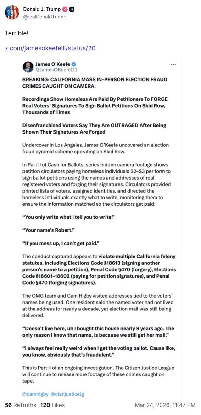 Post image from Donald Trump