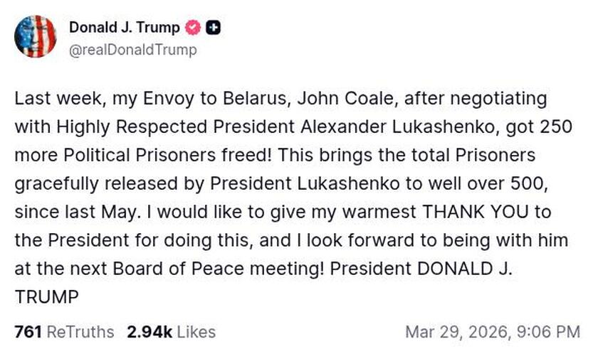 Post image from Donald Trump