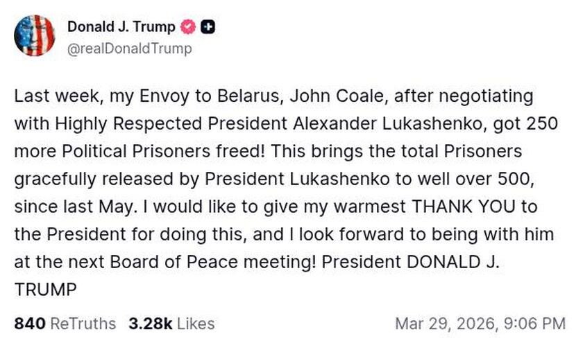 Post image from Donald Trump